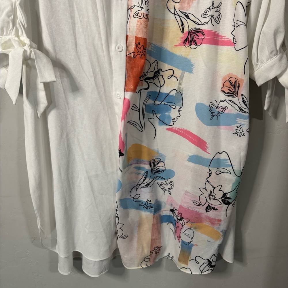 Shein -  White Floral Tunic Shirt - Picture 4 of 8